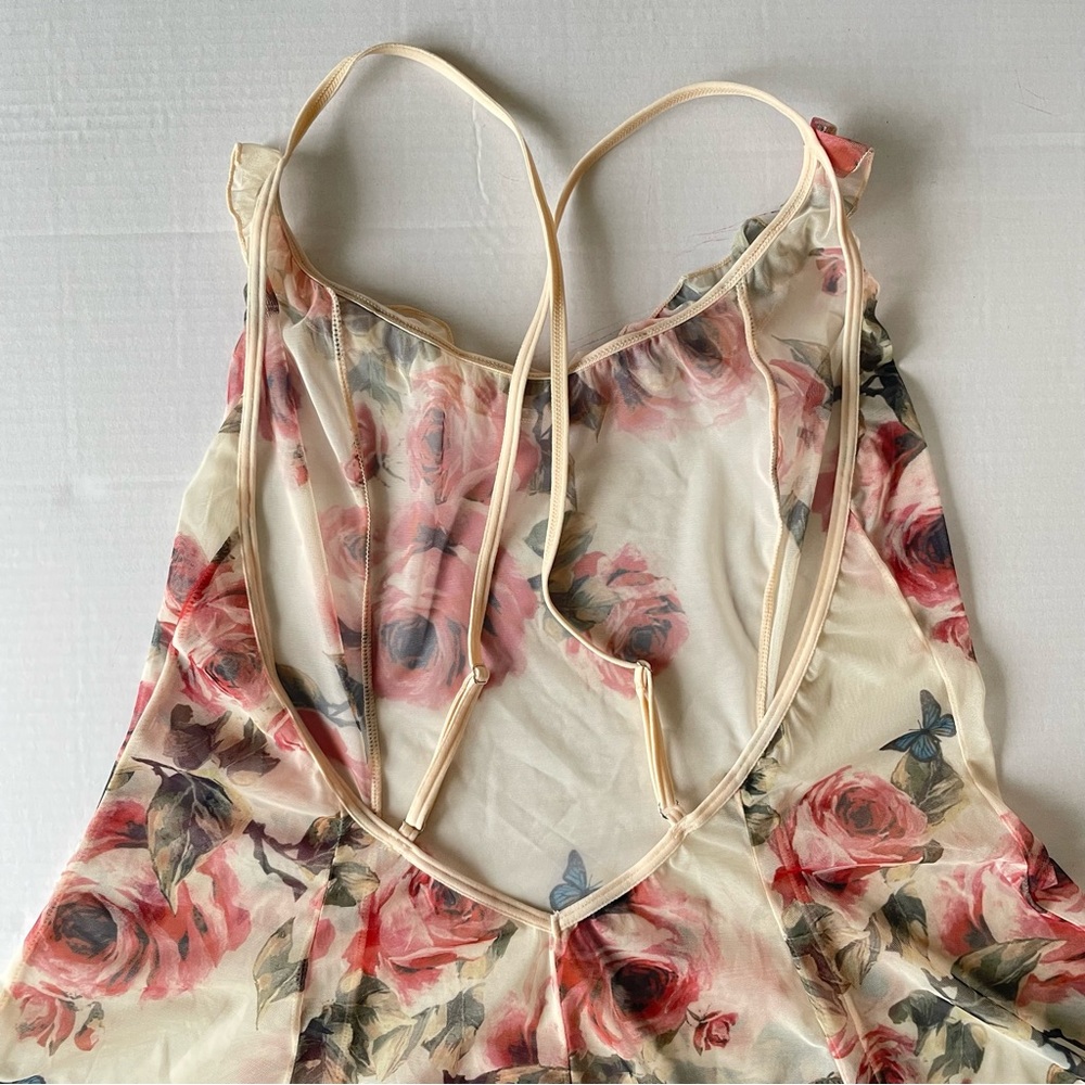 Floral Sheer Chemise with Ruffle Trim - Picture 9 of 11